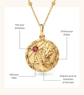 Onstate Zodiac Coin Necklace (Gold)