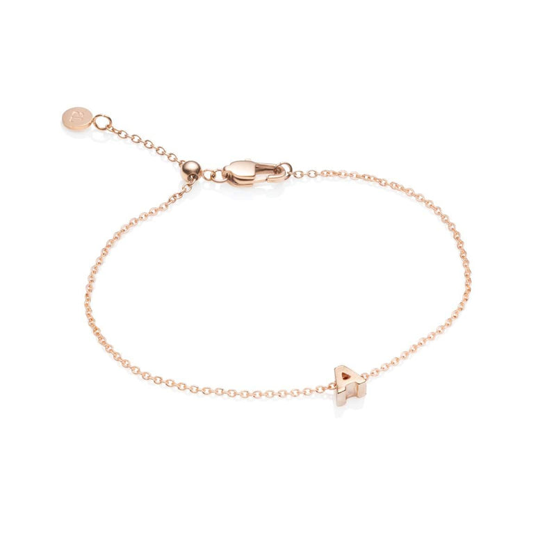 Birthstone & Little Luxe Letter Bracelet (Rose Gold)