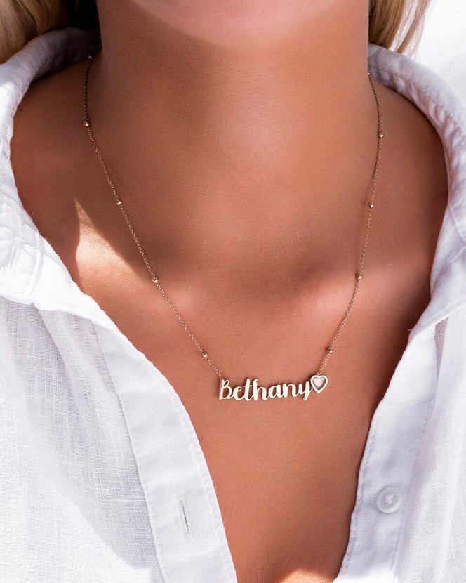 Birthstone Name Necklace (Rose Gold)