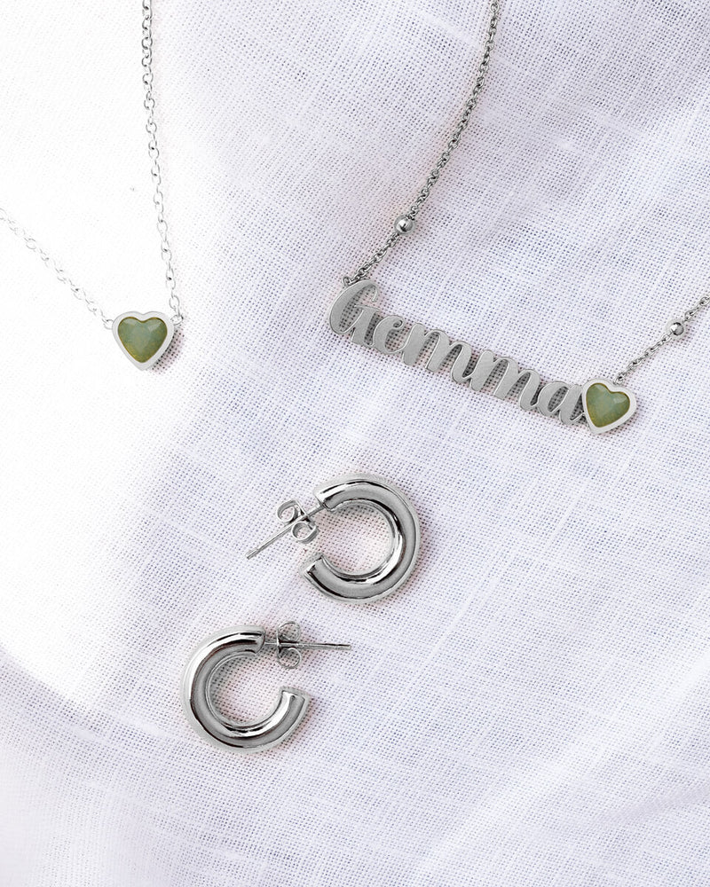 Birthstone Name Necklace (Silver)