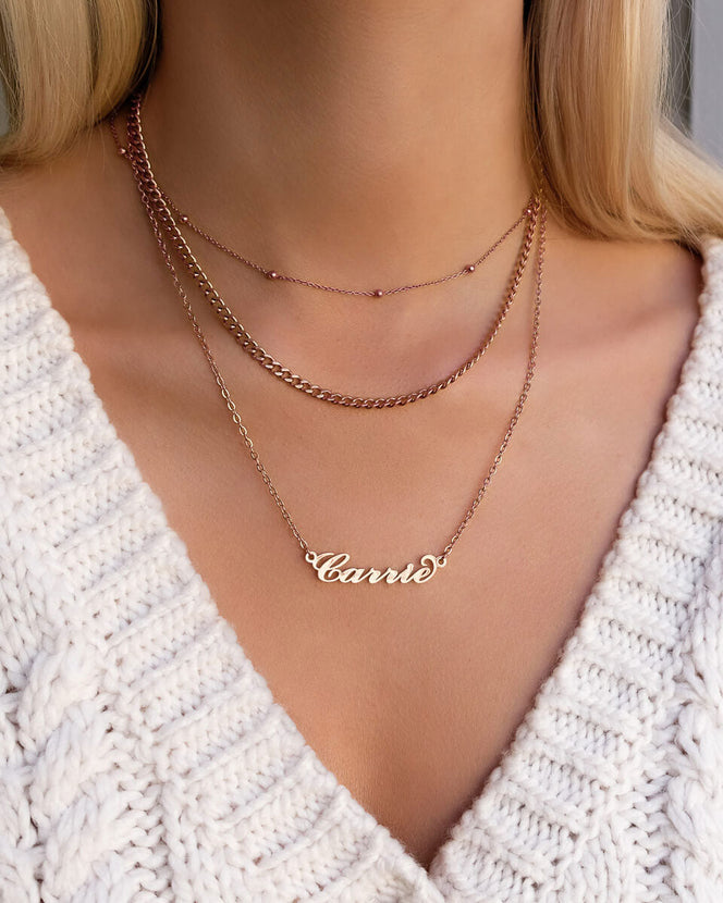 Carrie Name Necklace (Rose Gold)