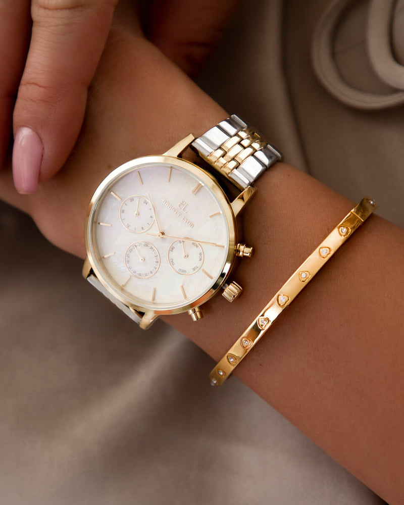 JT - Crystal Heart Bangle (Gold)