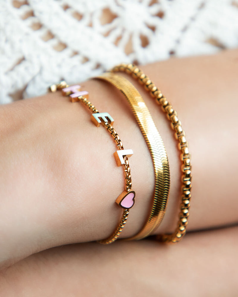 Custom Enamel Name Bracelet (Gold)