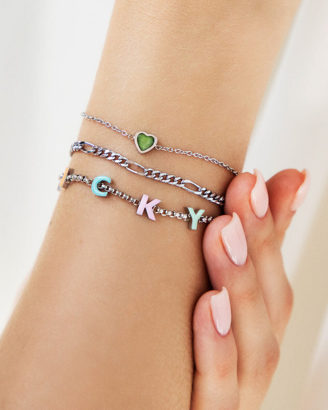 Custom Enamel Name Bracelet (Silver)