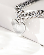 Heart Curb Chain Necklace (Silver)