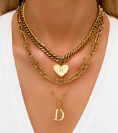 Heart & Letter Multi Chain Layered Set (Gold)