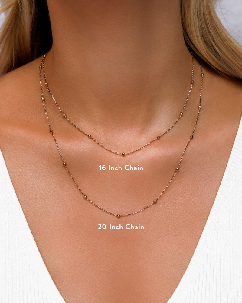 Lowercase Initial Sphere Chain Necklace (Rose Gold)