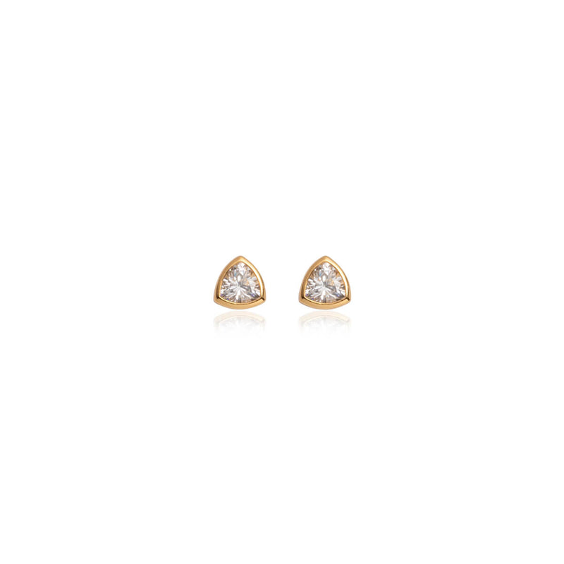 Sterling Silver Crystal Stud Earrings (Gold)