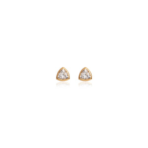 Sterling Silver Crystal Stud Earrings (Gold)