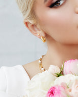 Sterling Silver Crystal Stud Earrings (Gold)