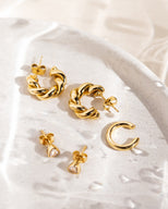 Sterling Silver Crystal Stud Earrings (Gold)