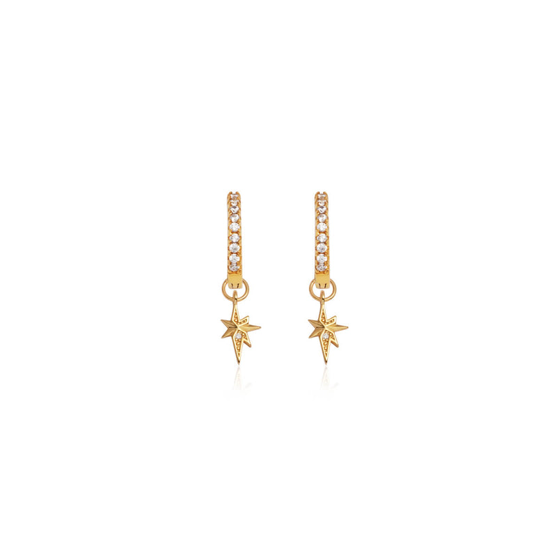 Sterling Silver Mini Starburst Crystal Earrings (Gold)