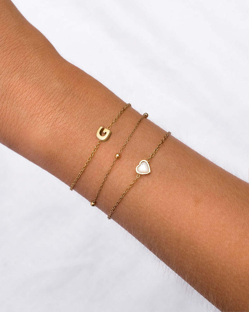 Mini Birthstone & Letter Bracelet Bundle (Gold)