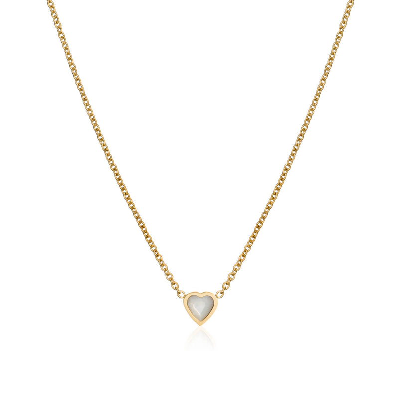 Mini Heart Birthstone Necklace (Gold)