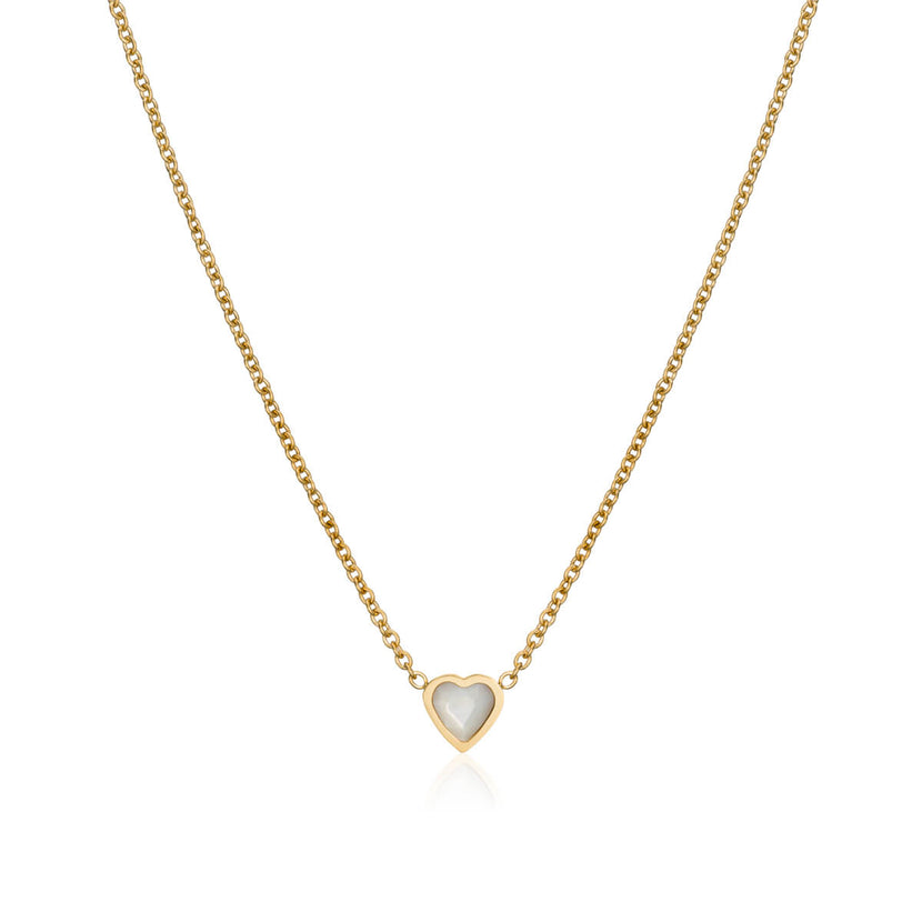 Mini Heart Birthstone Necklace (Gold)