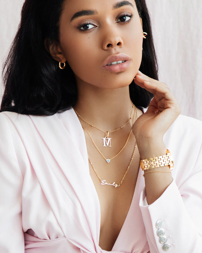 Mini Heart Birthstone Necklace (Gold)