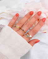 Mini Heart Birthstone Ring & Earring Bundle (Gold)