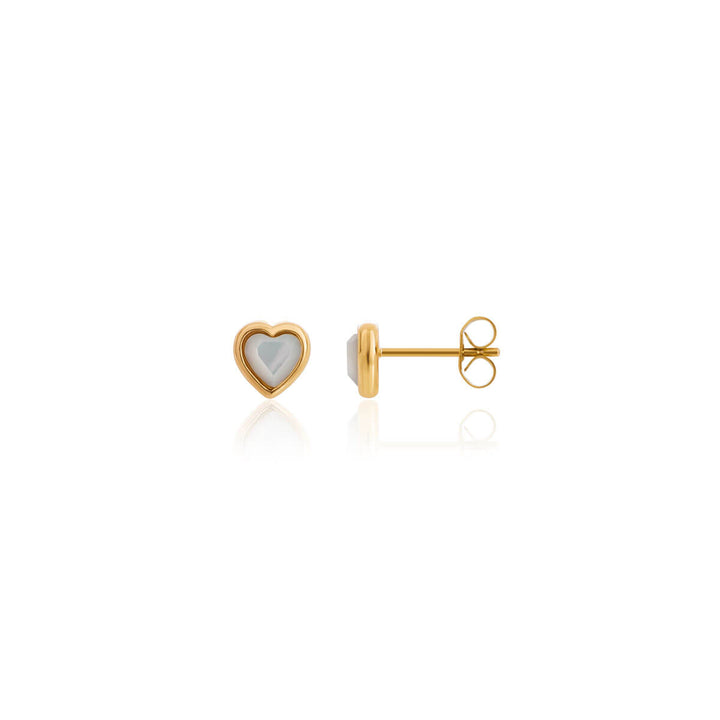 Mini Heart Birthstone Stud Earrings (Gold)