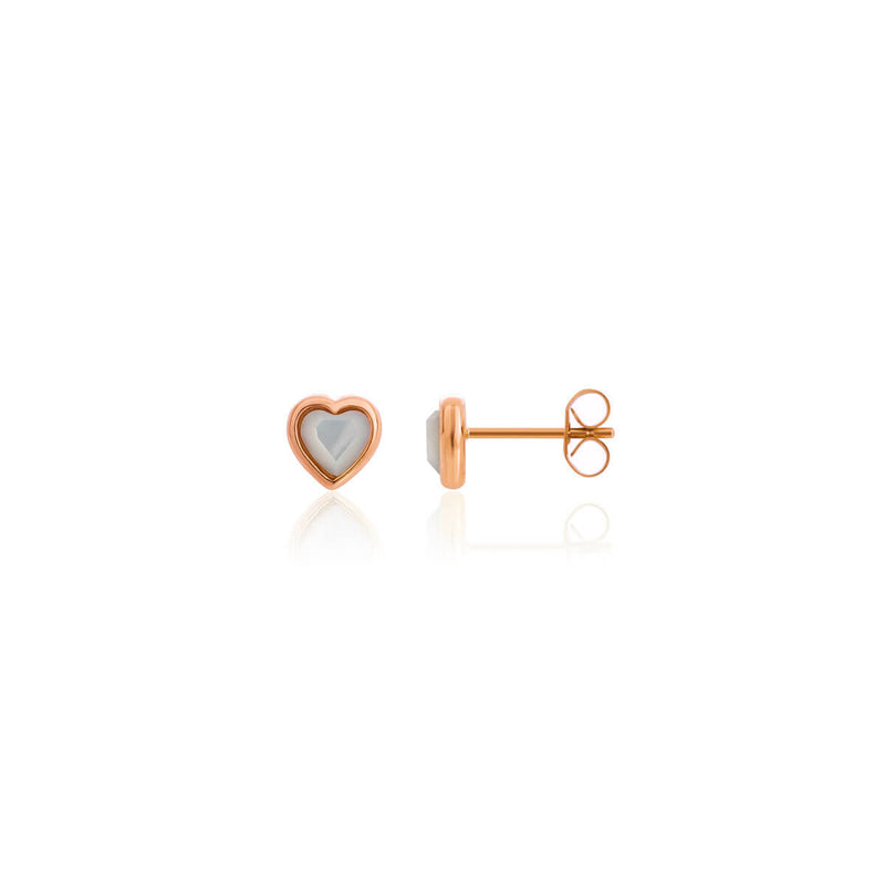 Mini Heart Birthstone Stud Earrings (Rose Gold)