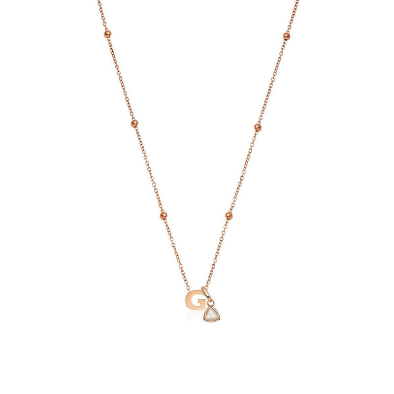 Mini Letter Sphere Chain Necklace (Rose Gold)