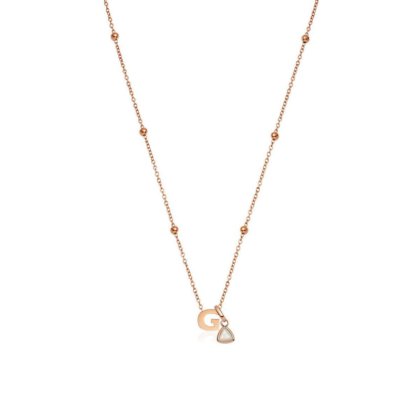 Mini Letter Sphere Chain Necklace (Rose Gold)