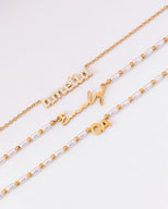 Pearl Chain Signature Name Necklace (Gold)