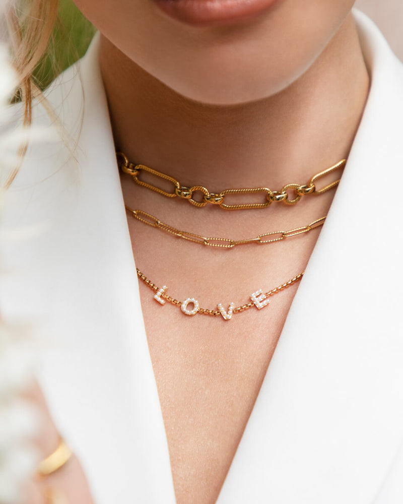 Pearl Custom Name Necklace (Gold)