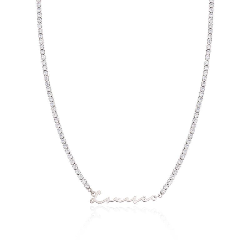 Signature Name Tennis Necklace (Silver)