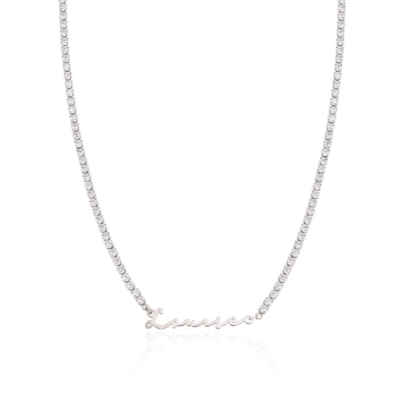 Signature Name Tennis Necklace (Silver)