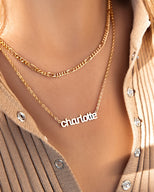 Small Figaro Chain Necklace (Gold)