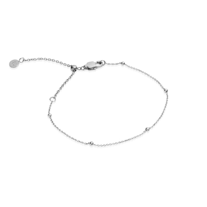 Layering Sterling Silver Fine Sphere Chain Bracelet (Silver)