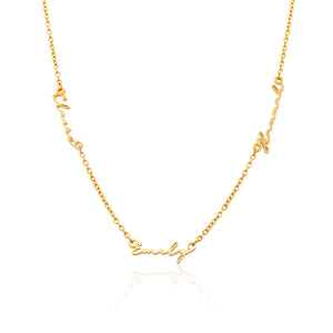 Triple Signature Name Necklace (Gold)