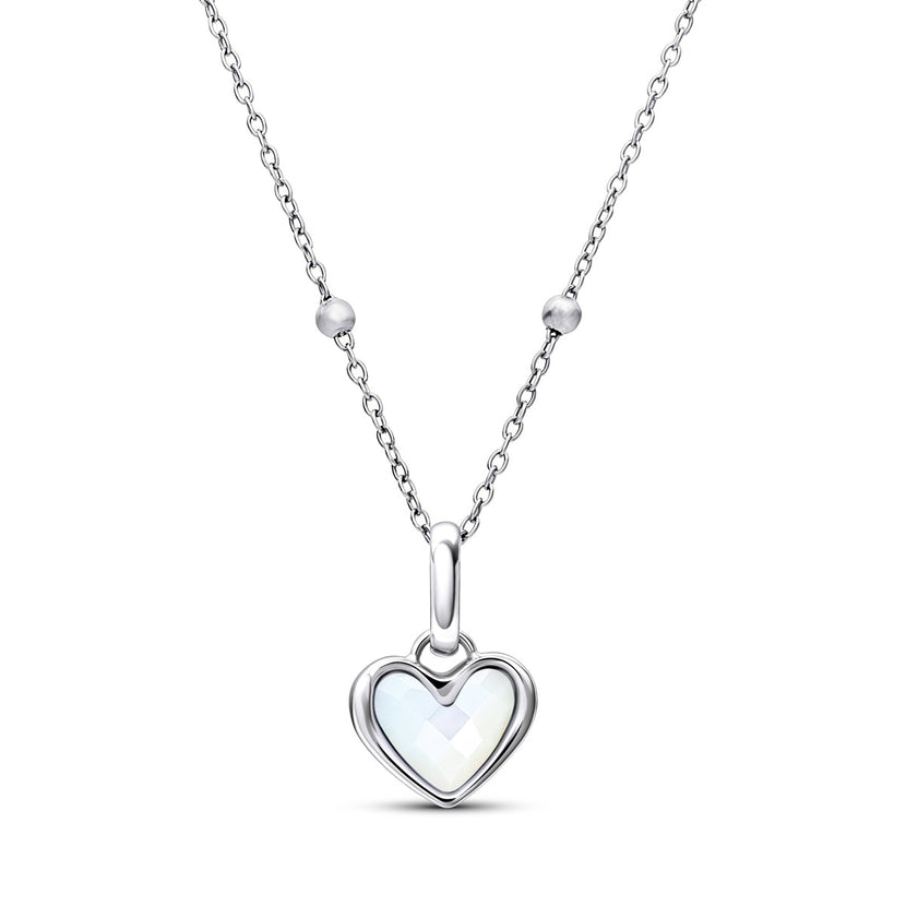 White Quartz Heart Necklace (Silver)