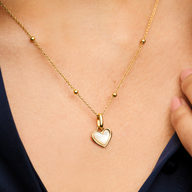 White Quartz Heart Necklace & Bracelet Bundle (Gold)