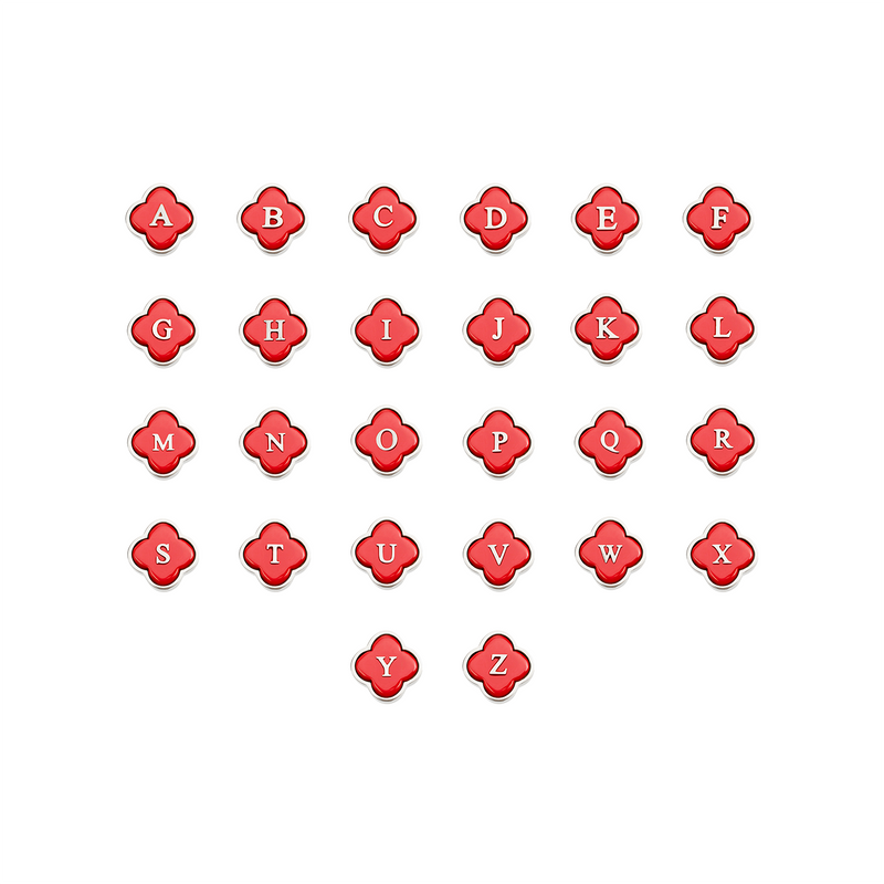Red Clover Charms (Silver) - Initials