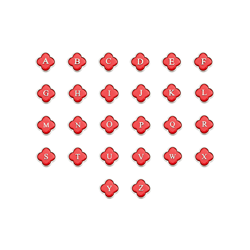 Red Clover Charms (Silver) - Initials