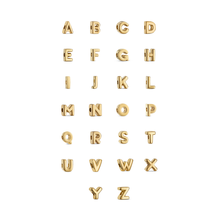 Bubble Initial Necklace Charm (Gold)