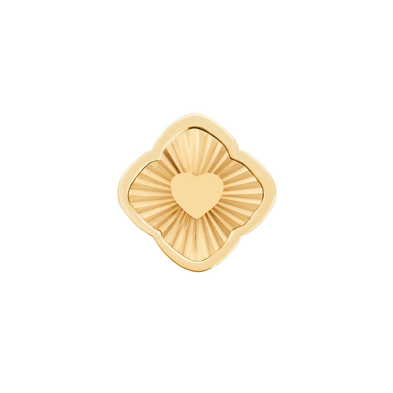 Rosette Textured Clover Charms (Gold) - Heart
